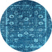 Round Oriental Light Blue Industrial Rug, urb2583lblu