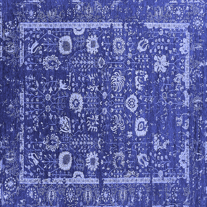 Square Machine Washable Oriental Blue Industrial Rug, wshurb2583blu