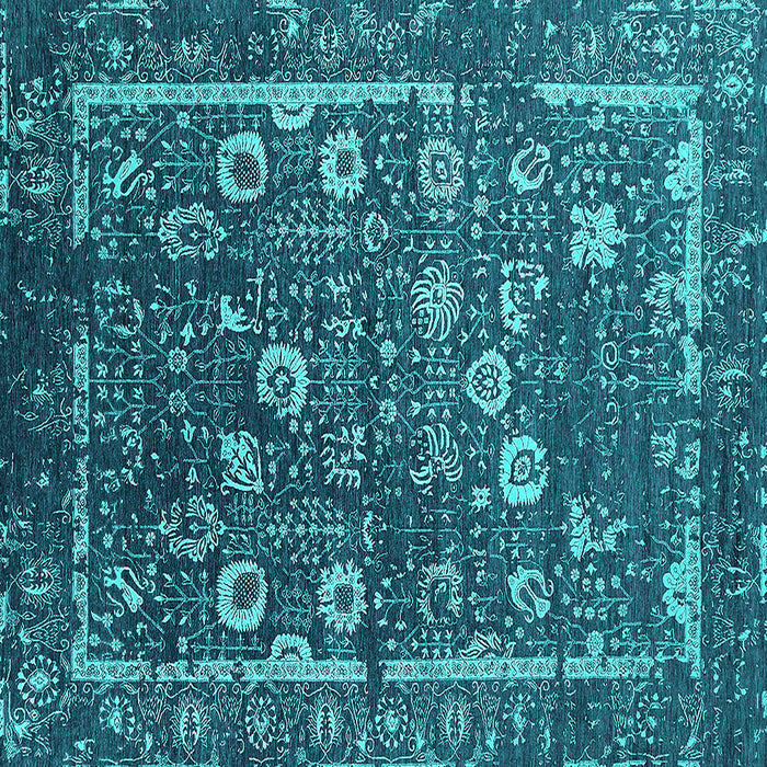 Square Machine Washable Oriental Turquoise Industrial Area Rugs, wshurb2583turq