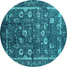 Round Oriental Turquoise Industrial Rug, urb2583turq