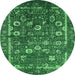 Round Oriental Green Industrial Rug, urb2583grn