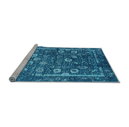 Sideview of Machine Washable Oriental Light Blue Industrial Rug, wshurb2583lblu