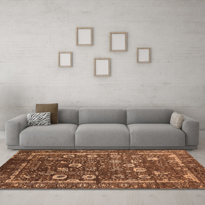 Machine Washable Oriental Orange Industrial Area Rugs in a Living Room, wshurb2583org