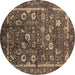 Round Oriental Brown Industrial Rug, urb2583brn