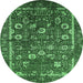 Round Oriental Emerald Green Industrial Rug, urb2583emgrn