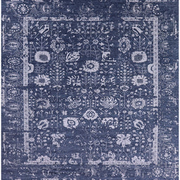 Square Machine Washable Industrial Modern Lapis Blue Rug, wshurb2583