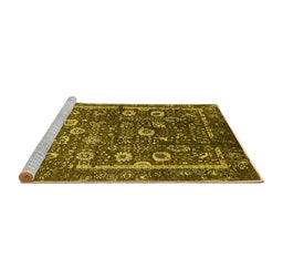 Sideview of Machine Washable Oriental Yellow Industrial Rug, wshurb2583yw