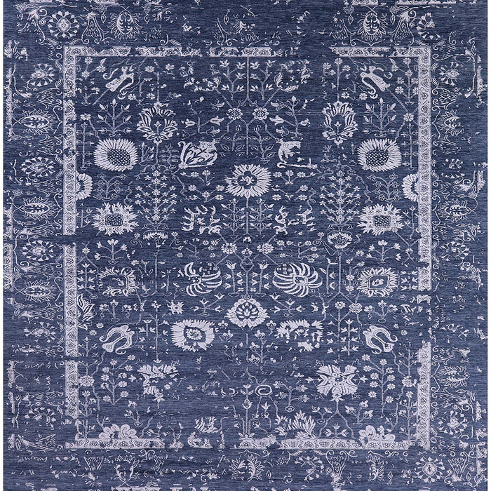 Square Mid-Century Modern Blue Oriental Rug, urb2583