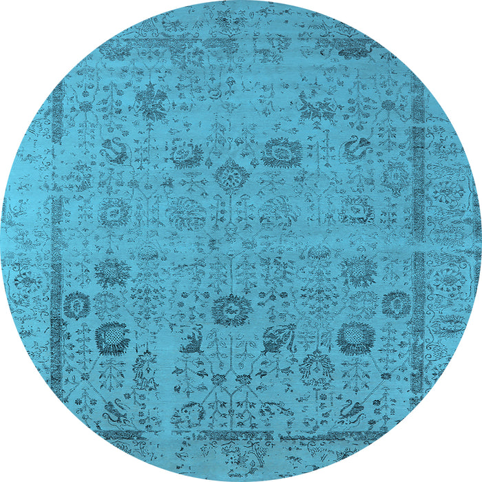 Round Oriental Light Blue Industrial Rug, urb2584lblu