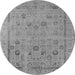 Round Machine Washable Oriental Gray Industrial Rug, wshurb2584gry