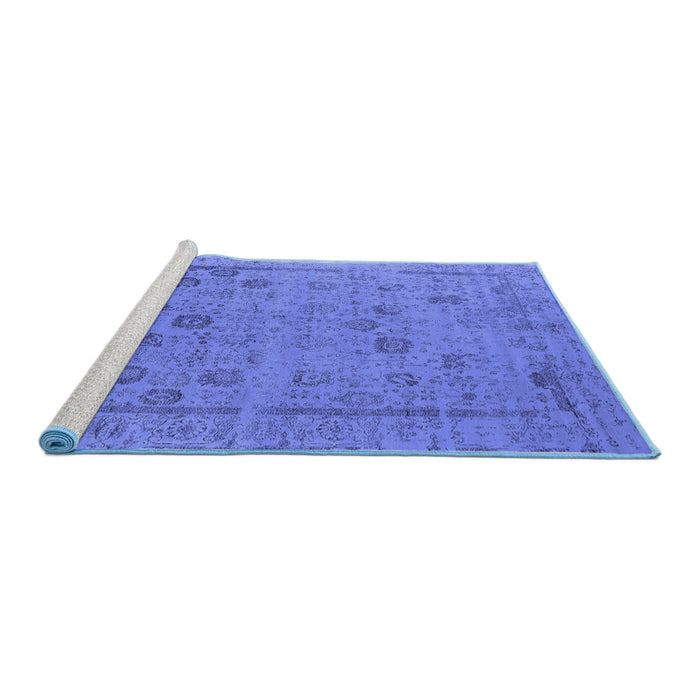 Sideview of Machine Washable Oriental Blue Industrial Rug, wshurb2584blu