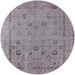 Round Mid-Century Modern Dark Gray Oriental Rug, urb2584