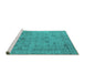 Sideview of Machine Washable Oriental Turquoise Industrial Area Rugs, wshurb2584turq