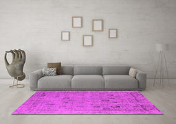 Machine Washable Oriental Pink Industrial Rug in a Living Room, wshurb2584pnk
