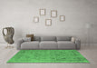 Machine Washable Oriental Emerald Green Industrial Area Rugs in a Living Room,, wshurb2584emgrn