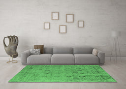 Machine Washable Oriental Emerald Green Industrial Area Rugs in a Living Room,, wshurb2584emgrn