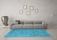 Machine Washable Oriental Light Blue Industrial Rug, wshurb2584lblu