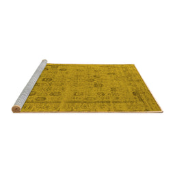 Sideview of Machine Washable Oriental Yellow Industrial Rug, wshurb2584yw
