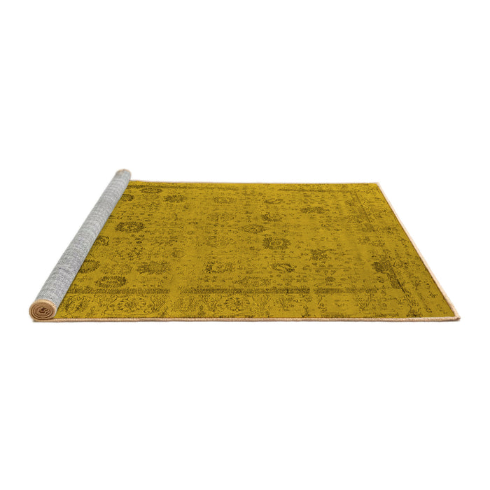 Sideview of Machine Washable Oriental Yellow Industrial Rug, wshurb2584yw