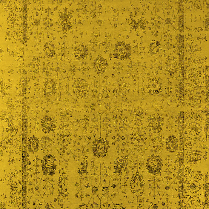 Machine Washable Oriental Yellow Industrial Rug, wshurb2584yw