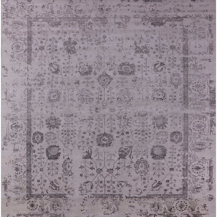 Square Mid-Century Modern Dark Gray Oriental Rug, urb2584