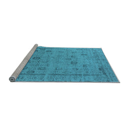 Sideview of Machine Washable Oriental Light Blue Industrial Rug, wshurb2584lblu