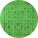 Round Oriental Green Industrial Rug, urb2584grn