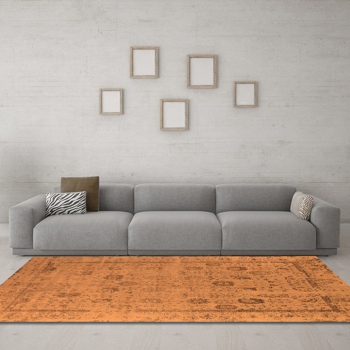 Machine Washable Oriental Orange Industrial Area Rugs in a Living Room, wshurb2584org