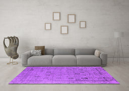 Machine Washable Oriental Purple Industrial Area Rugs in a Living Room, wshurb2584pur