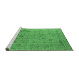 Sideview of Machine Washable Oriental Emerald Green Industrial Area Rugs, wshurb2584emgrn