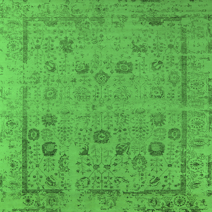 Square Machine Washable Oriental Green Industrial Area Rugs, wshurb2584grn