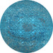 Round Oriental Light Blue Industrial Rug, urb2585lblu