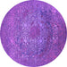 Round Machine Washable Oriental Purple Industrial Area Rugs, wshurb2585pur