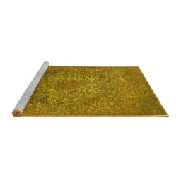 Sideview of Machine Washable Oriental Yellow Industrial Rug, wshurb2585yw