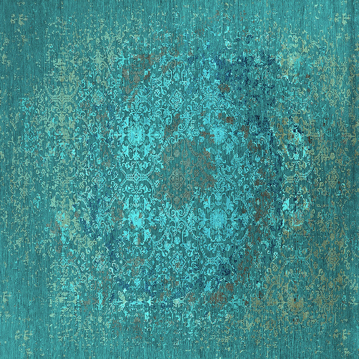 Square Oriental Turquoise Industrial Rug, urb2585turq