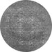 Round Machine Washable Oriental Gray Industrial Rug, wshurb2585gry