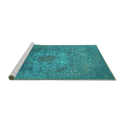 Sideview of Machine Washable Oriental Turquoise Industrial Area Rugs, wshurb2585turq