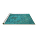 Sideview of Machine Washable Oriental Turquoise Industrial Area Rugs, wshurb2585turq