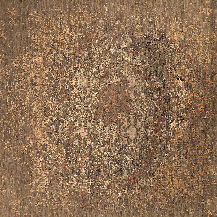 Square Machine Washable Oriental Brown Industrial Rug, wshurb2585brn
