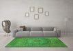 Machine Washable Oriental Green Industrial Area Rugs in a Living Room,, wshurb2585grn