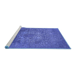Sideview of Machine Washable Oriental Blue Industrial Rug, wshurb2585blu