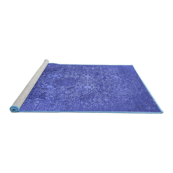 Sideview of Machine Washable Oriental Blue Industrial Rug, wshurb2585blu