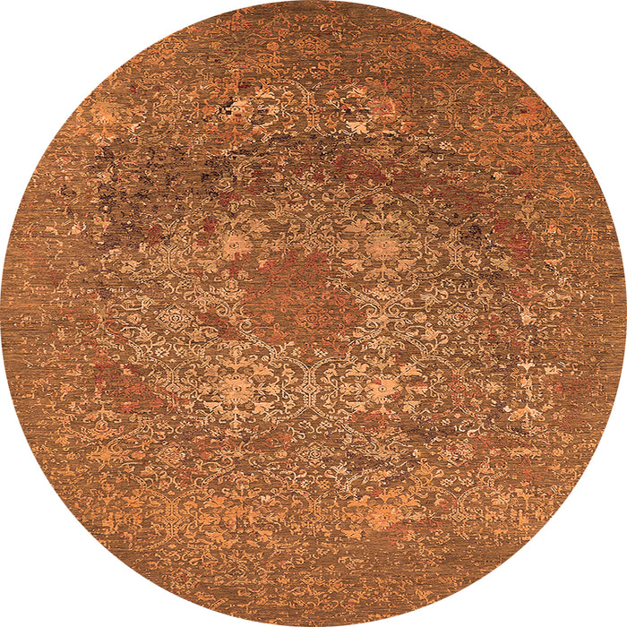Round Oriental Orange Industrial Rug, urb2585org