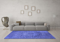 Machine Washable Oriental Blue Industrial Rug, wshurb2585blu