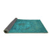 Sideview of Oriental Turquoise Industrial Rug, urb2585turq