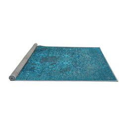 Sideview of Machine Washable Oriental Light Blue Industrial Rug, wshurb2585lblu