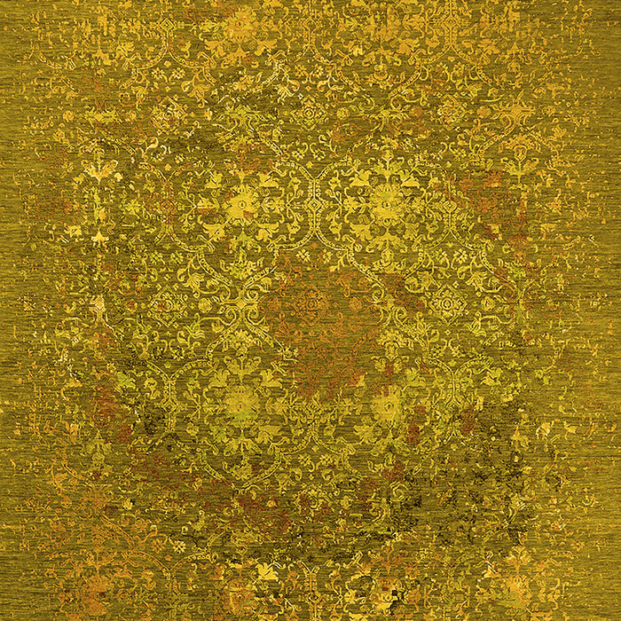 Machine Washable Oriental Yellow Industrial Rug, wshurb2585yw