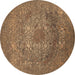 Round Oriental Brown Industrial Rug, urb2585brn