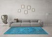 Machine Washable Oriental Light Blue Industrial Rug in a Living Room, wshurb2585lblu