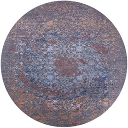 Round Mid-Century Modern Purple Oriental Rug, urb2585